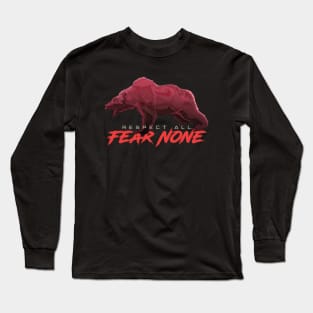 Respect All Fear None Red Bear Fierce Japan Warrior Unstoppable Long Sleeve T-Shirt